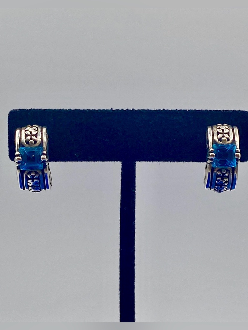 Sterling Silver Blue Topaz Earrings